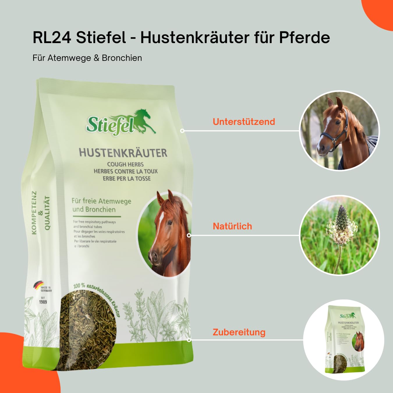 RL24 Stiefel - Hustenkräuter für Pferde – 3 x 1000 g Tüte (3er Set)