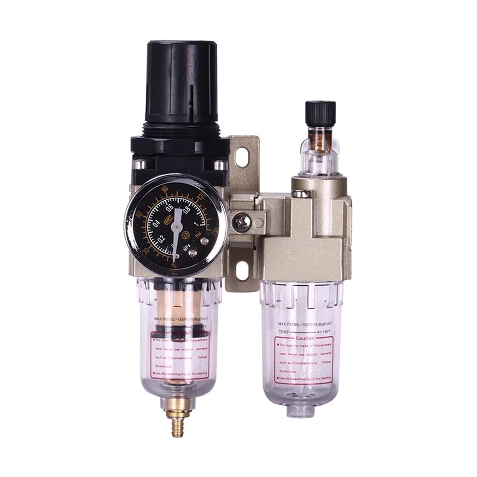 Separador de agua para compresores, Regulador y trampa del filtro de aceite compresor aire AC2010-02 con drenaje manual agua(AC2010-02 w EU Type)