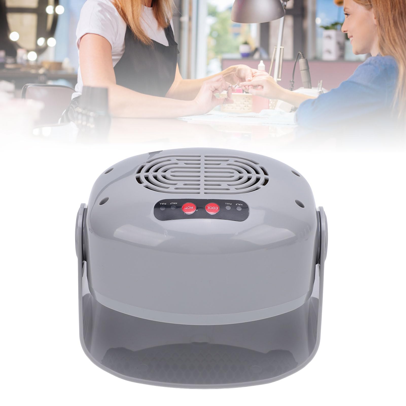 Essiccatore per unghie ad aria, 300 W, 600 W, 2 ingranaggi regolabili, girevole, ventola per asciugatura calda e fredda, con sensore automatico, asciugatura rapida per unghie e piedi, smalto normale