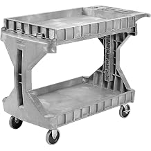 Akro-Mils 30936 ProCart 400 Pound Capacity Heavy Duty 2 Tier Rolling Service Utility Cart with Wheels and Hinged Side Gates, 46-Inch x 24-Inch x 35-Inch, Gray