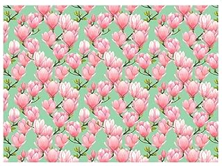Melody Jane Dolls Houses Dollhouse Green Wallpaper with Pink Magnolia Flowers Miniature 1:12 Print