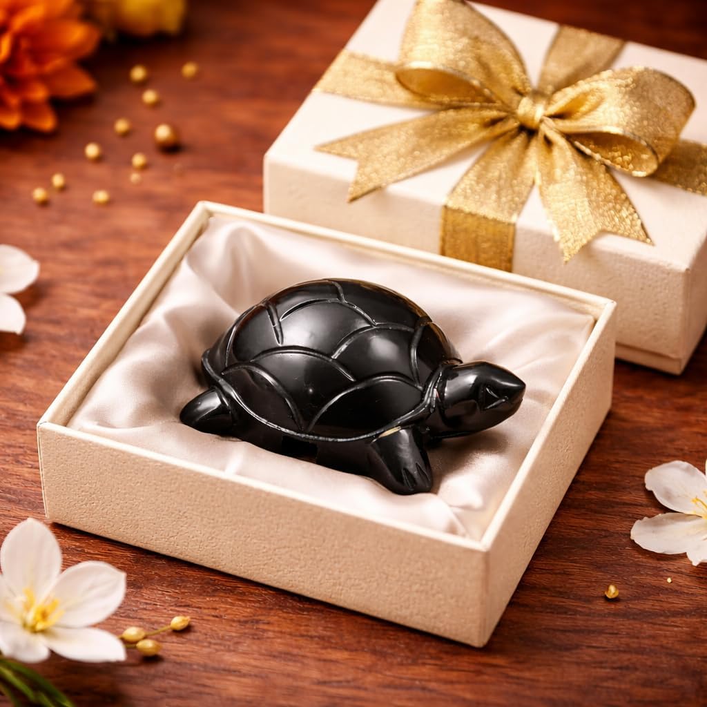 黒輝石 パワーストーン 置物 Buy TANVI Black Agate Tortoise Idol | 25 mm Natural Stone