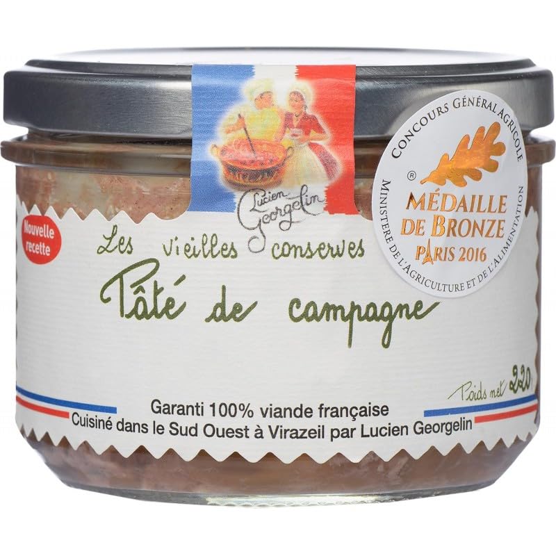 Les Vieilles Conserves D'Autrefois - Paté De Campagne en Conserve Savoureux à emporter partout avec vous - 220g - Le Lot De 4