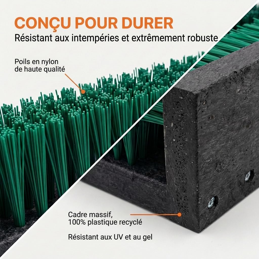 Grattoirs à Chaussures en Plastique - Paillasson d'extérieur - Grattoir à Chaussures Robuste - Brosses d'extérieur - Paillasson - 30 x 27 cm - Vert