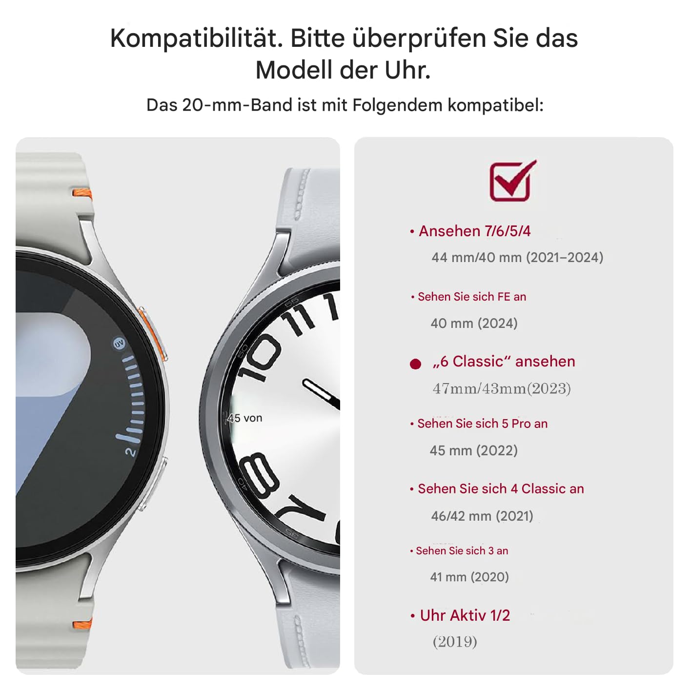 Bracelet en métal en titane de 26 mm pour Galaxy Watch 6 Classic 47 mm 43 mm / Watch 5 Pro 45 mm / Watch 4 Classic 20 mm No Gap Titan Compatible avec Samsung Galaxy Watch 7/6/5/4/FE 44 mm 40