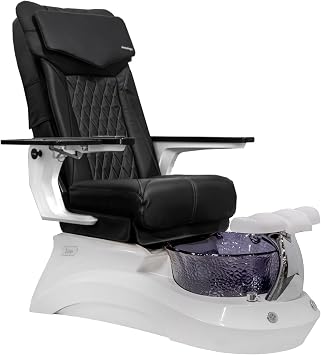 MAYAKOBA Shiatsulogic Pedicure Chair DX with Discharge Pump, Pedicure Spa White/Black LotusII Tub with Remote Button, Black Coverset