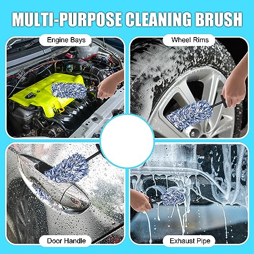 Image of LUKCOZMO Car Rim Wheel Cleaning Brush - Metal Free Soft Synthetic Wool, Highly Water Absorption (Rim Brush)
