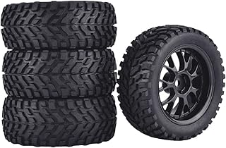 MOOKEENONE 4* Rubber 1:10 Off Road RC Car Wheel Rim + Tires Hex for HSP HPI