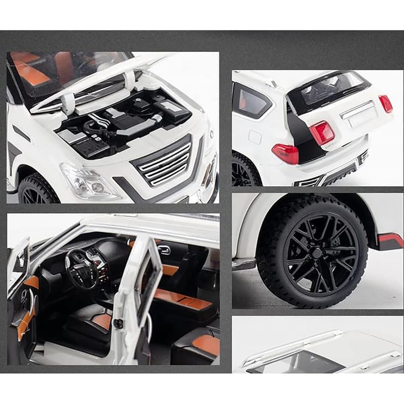 Image of New 1:24 Petrol Diecast Alloy Metal Pull Back Car with Openable Doors Music Sound and Light Vehicle Toy Car for Kids Boys (White)