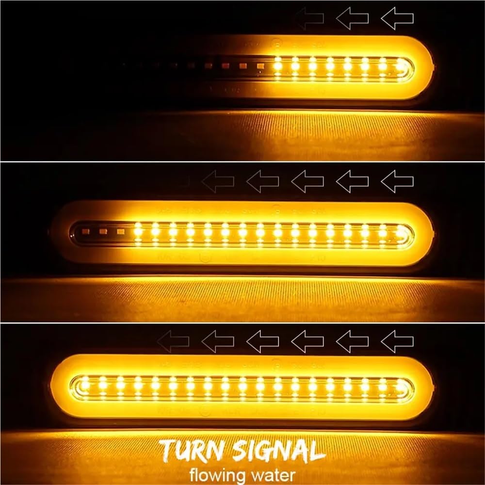 Faro Posteriore Stop Running Luce posteriore a LED 3 in 1 per moto, luce di stop, 68 indicatori direzione a, marcia rossa e ambra, 12 V 24 V: