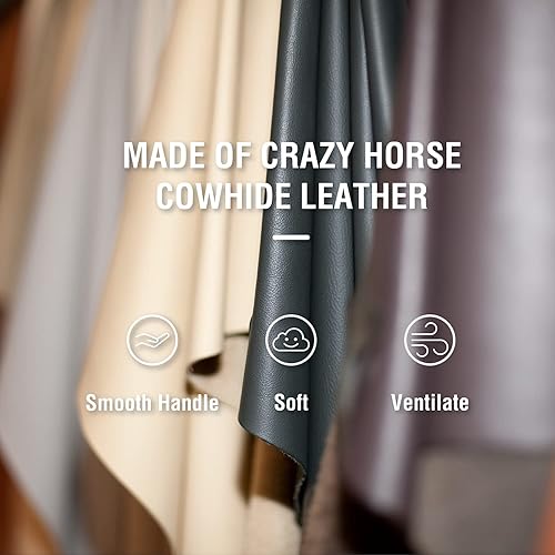 Vista 18 de Top Grain - Estuche organizador de cuero genuino para 12 bolígrafos y lápices, diseño minimalista sólido, hecho a mano, cierre magnético con cajón