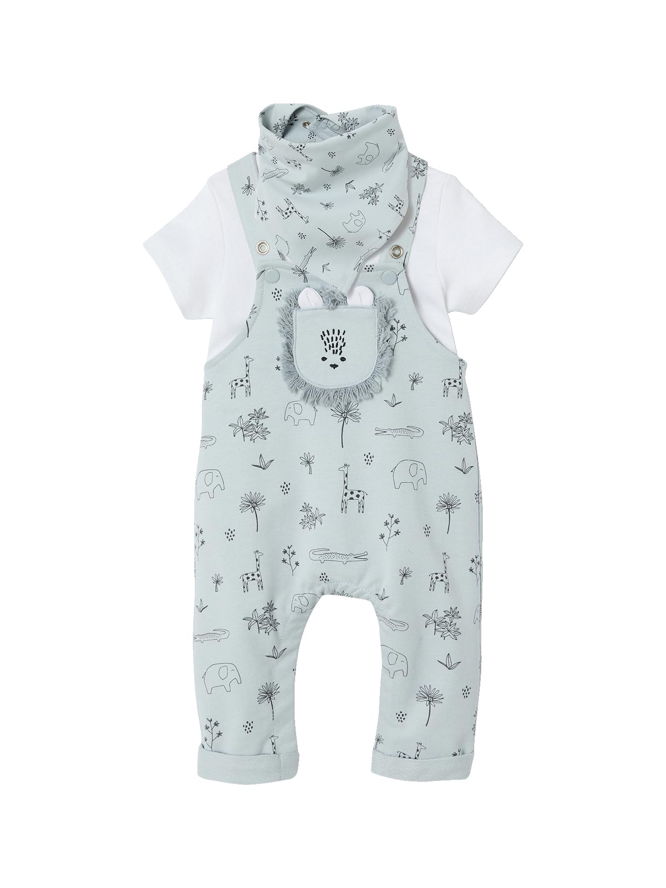 VERTBAUDET Ensemble 3 pièces naissance salopette + body + foulard bleu 3M(60CM)