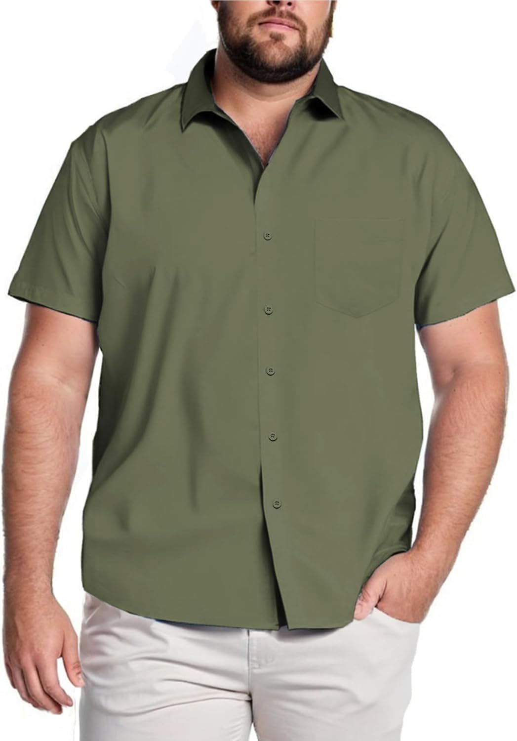 COOFANDY Big & Tall Shirts for Men Short Sleeve Button Down Casual Dress Shirts