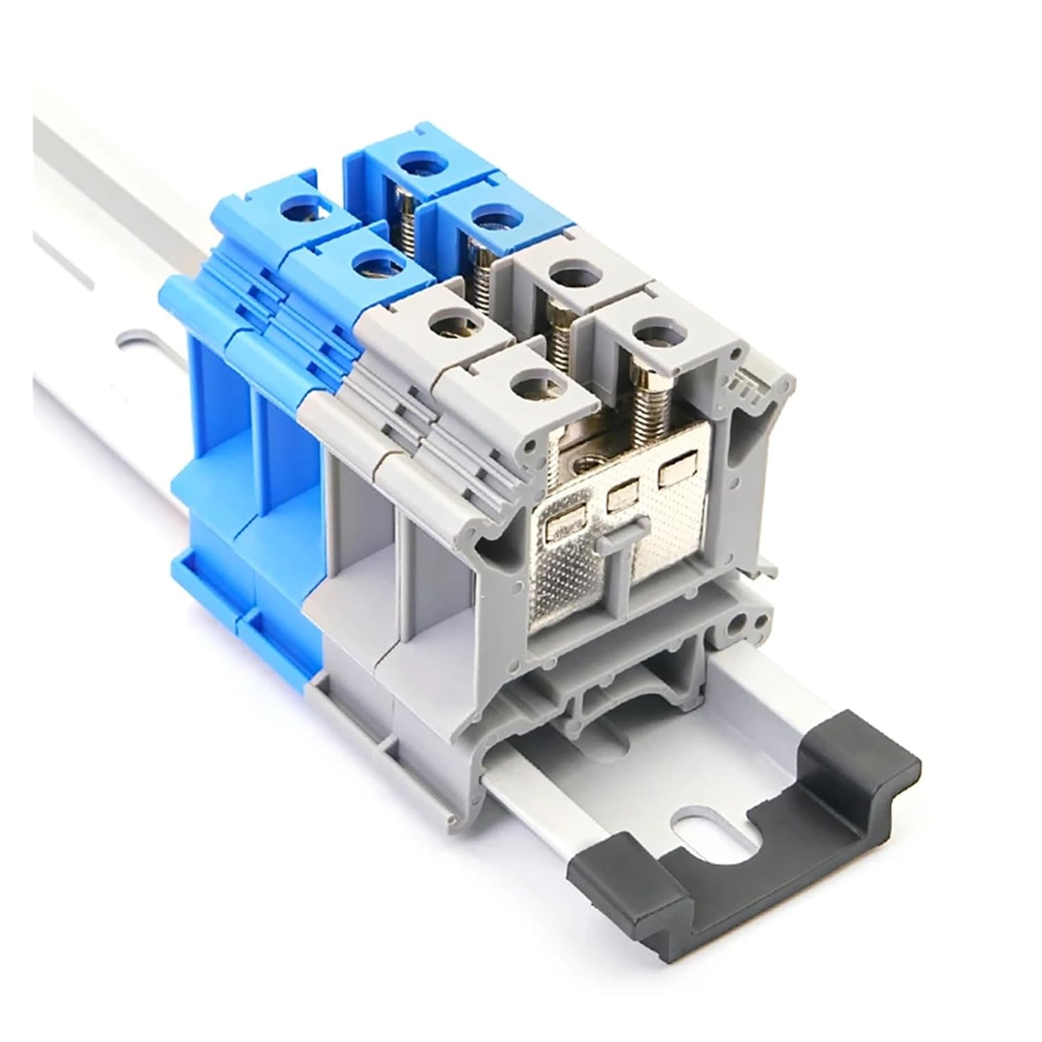 10pcs DIN Rail Terminal Blocks UIK-16 Connector Screw Connection Terminal Block UIK16 Wire(Blue)