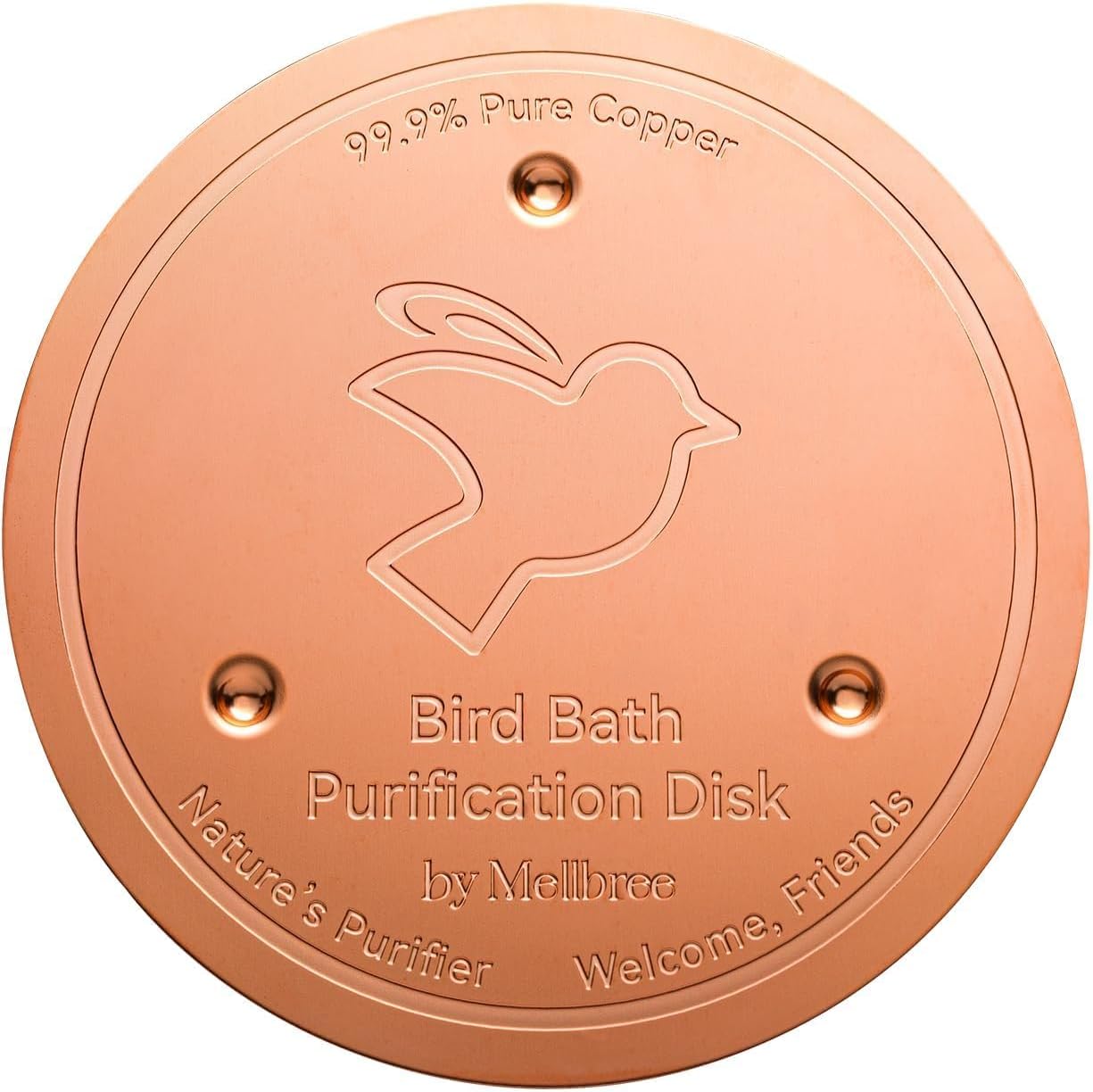 Mellbree Copper Bird Bath Cleaner Disk, 0.6mm Thick 99.9% Pure – Durable 3-Point Base, Garden Water Maintenance Solution