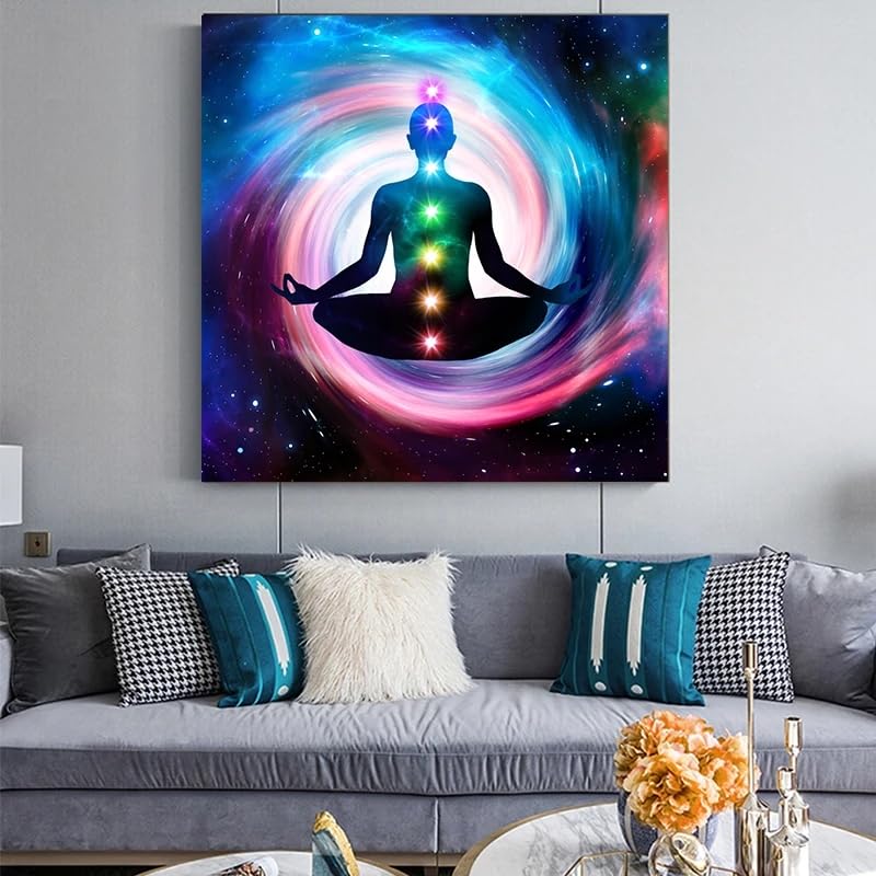 Affiche bouddha anti-stress, toile de décoration murale 7 chakras pour harmoniser l'espace yoga