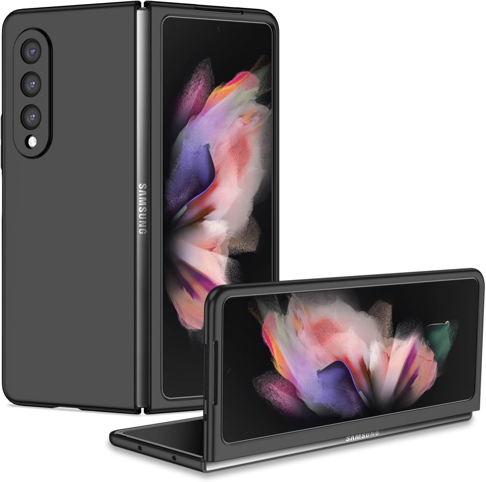 SHIEID Z Fold 3 Case, Z Fold 3 Case Ultra-Thin Phone Case Protective Cover for Galaxy Z Fold 3 5G Fashion PC Back Cover, Black