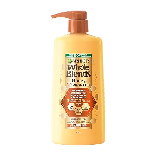 Miniatura 8 de Garnier Whole Blends Honey Treasures - Acondicionador reparador, fórmula de reparación del cabello para cabello seco y dañado con mieles de acacia,