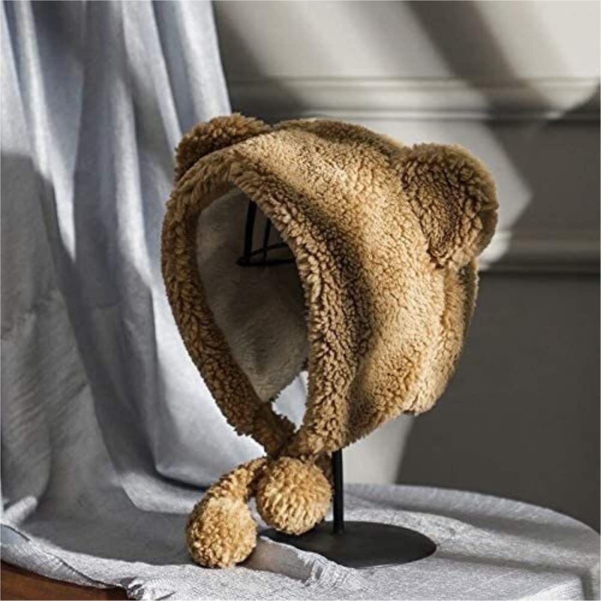 Czapka Beanie Czapka Zimowa Damska Ciepła Wiatroszczelna Jazda Na Nartach Słodka Kreskówka Miś Uszy Czapki (Jeden Rozmiar)