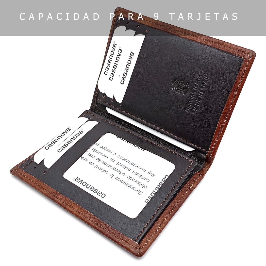 Cartera Hombre Tarjetero Piel SIN Monedero - Hecho a Mano - 18974 Marron