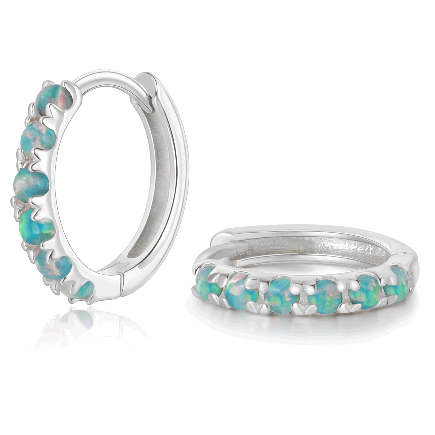 SILBERTALE 925 Sterling Silber Opal Creolen Ohrringe Mit Weiß/Blau/Rosa/Grün Opal Gold Kleinen Creolen Nickelfreie Ohrringe 6/8/10mm