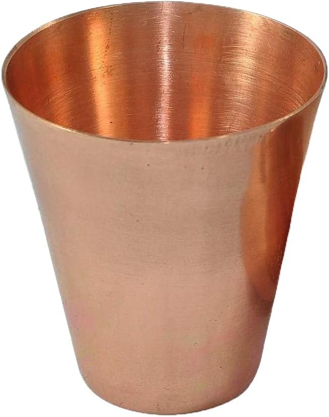 Pack of 10 Handcrafted Parijat Handicraft Smooth Copper Bar Cocktail/Wine Glasses/Shot Glasses Capacity - 2 Ounce