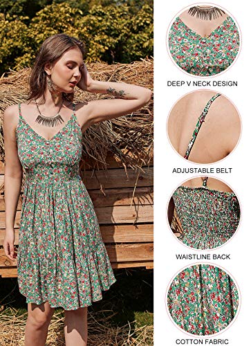 Cgyy Women Casual Dresses Summer V Neck Vintage Floral Print Swing Boho Sundress Sleeveless Strap Beach Mini Dress #TOP3