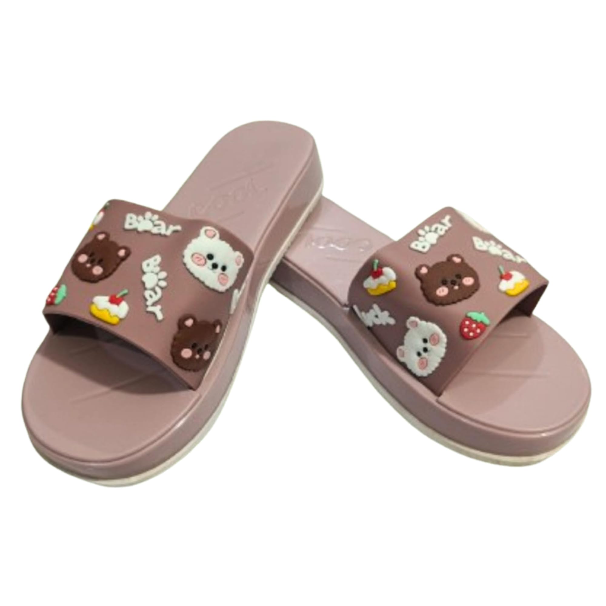 MANI WALK AND WEAR | Beautiful Bear Printed Comfortable Slippers for Girls – Synthetic Upper & Durable PVC Sole-image-17