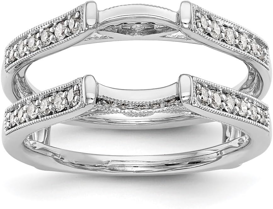 Diamond2Deal 14k White Gold 1/3Ct Lab Grown Diamond Guard Ring VS-SI Clarity, G-H Color