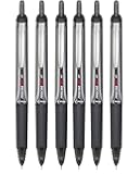 Advantage Gifts Precise V5 RT Retractable Rolling Ball Pens, Extra Fine Point (.5mm), Black Ink, 6-pk; Premium Comfort Grip, Bundle with Plastic Reusable Pouch
