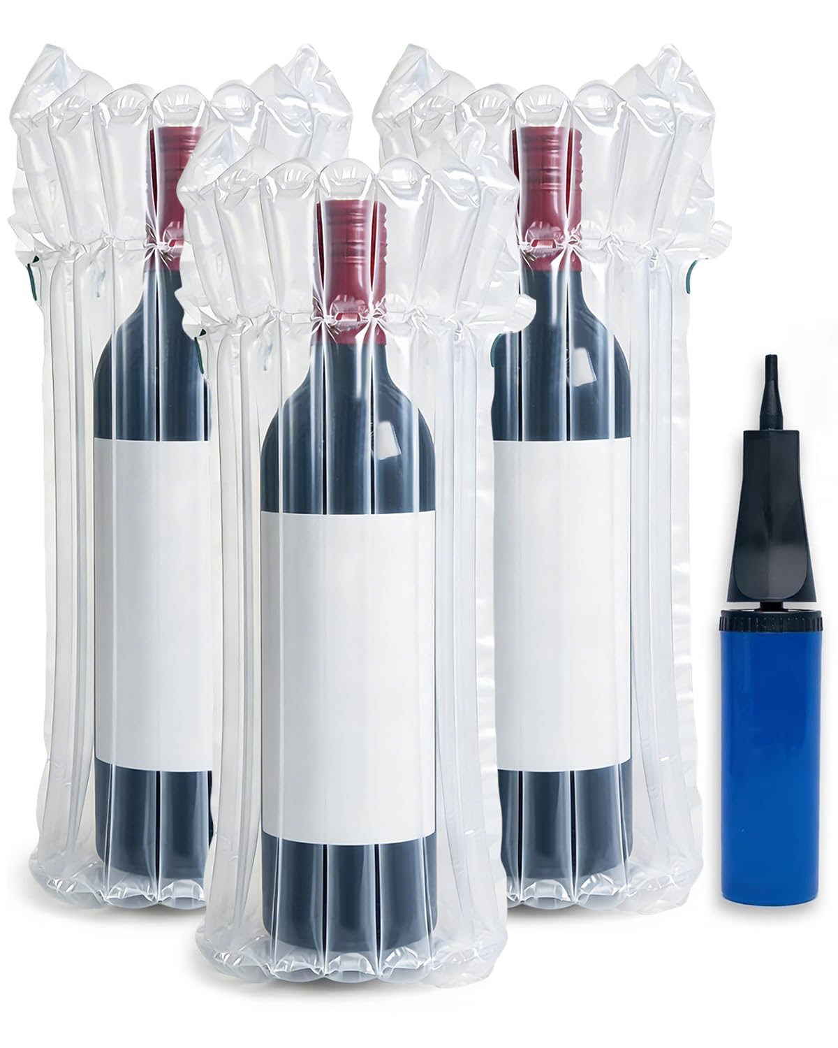 Wine Bottle Travel Protector Bags, Monkkino 16 Packs Inflatable Bubble Cushion Wrap, Safety Choice for Glass Bottles in Transport with Luggage, Air Filled Packaging Sleeves with Reusable Pump-image-45