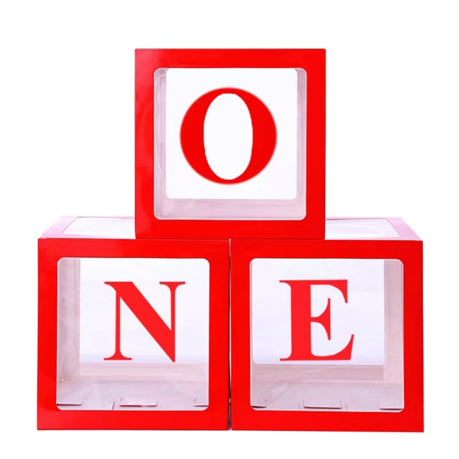 HUAXIOne Boxes for 1st Birthday, One Balloon Box With 20 Balloons, Baby Girl First Birthday Decorations, 1st Birthday Party Decorations Boy, 1st Anniversary Photoshoot Props Backdrop. (Red box)