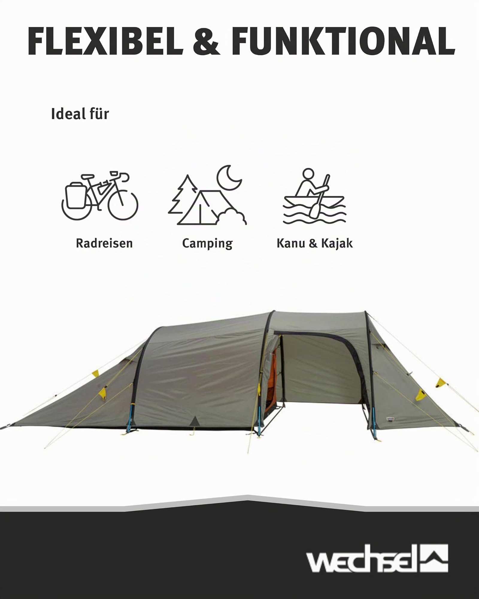 Wechsel Tunnelzelt Intrepid 4 I geräumiges Zelt für 4 Personen I Wetter- & windfestes Campingzelt mit 2 Eingängen I Outdoor-Familienzelt ideal für den Camping-Urlaub