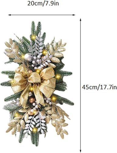 Vista 16 de 2 unidades 2023 inalámbricas preiluminadas para escaleras de Navidad, decoración de escaleras artificiales, guirnalda de Navidad con luces, A Red