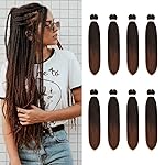 8 Pack Ombre Braiding Hair Pre Stretched - 20 80G/Pack Premium Pre Stretched Braiding Hair Extensions, Professional Itch Free Hot Water Setting Perm Yaki Texture Prestretched Hair(1B30)