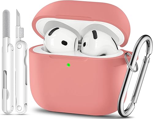 Miniatura 21 de Funda para AirPods 4, color rosa con kit de limpieza, funda de silicona suave para Airpod 4, compatible con Apple Airpods de 4ª generación 2024,