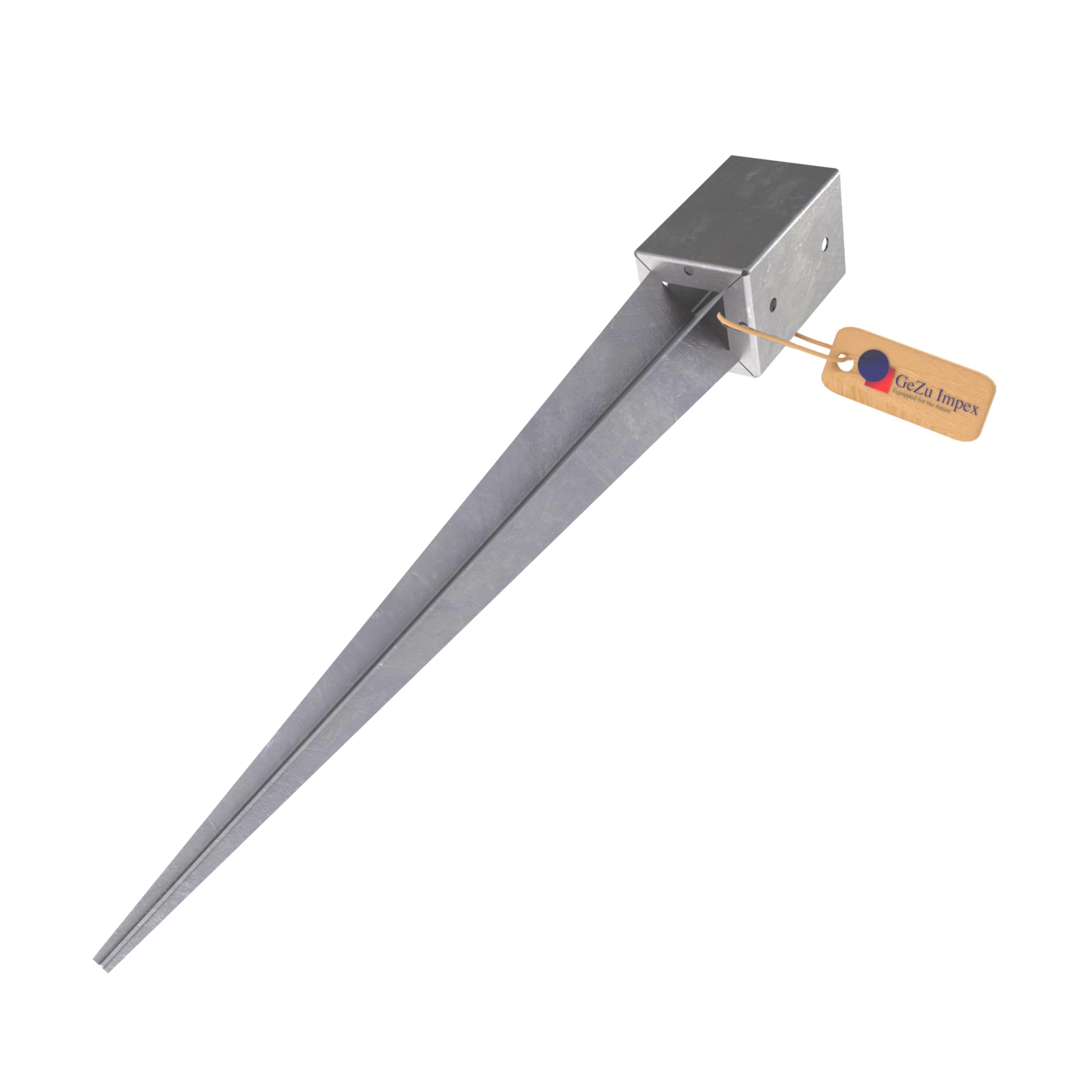 GeZu Impex Post Support 71 x 71 x 750 mm Hot Dip Galvanised Fence Holder Anchor Spike Ground Sleeve