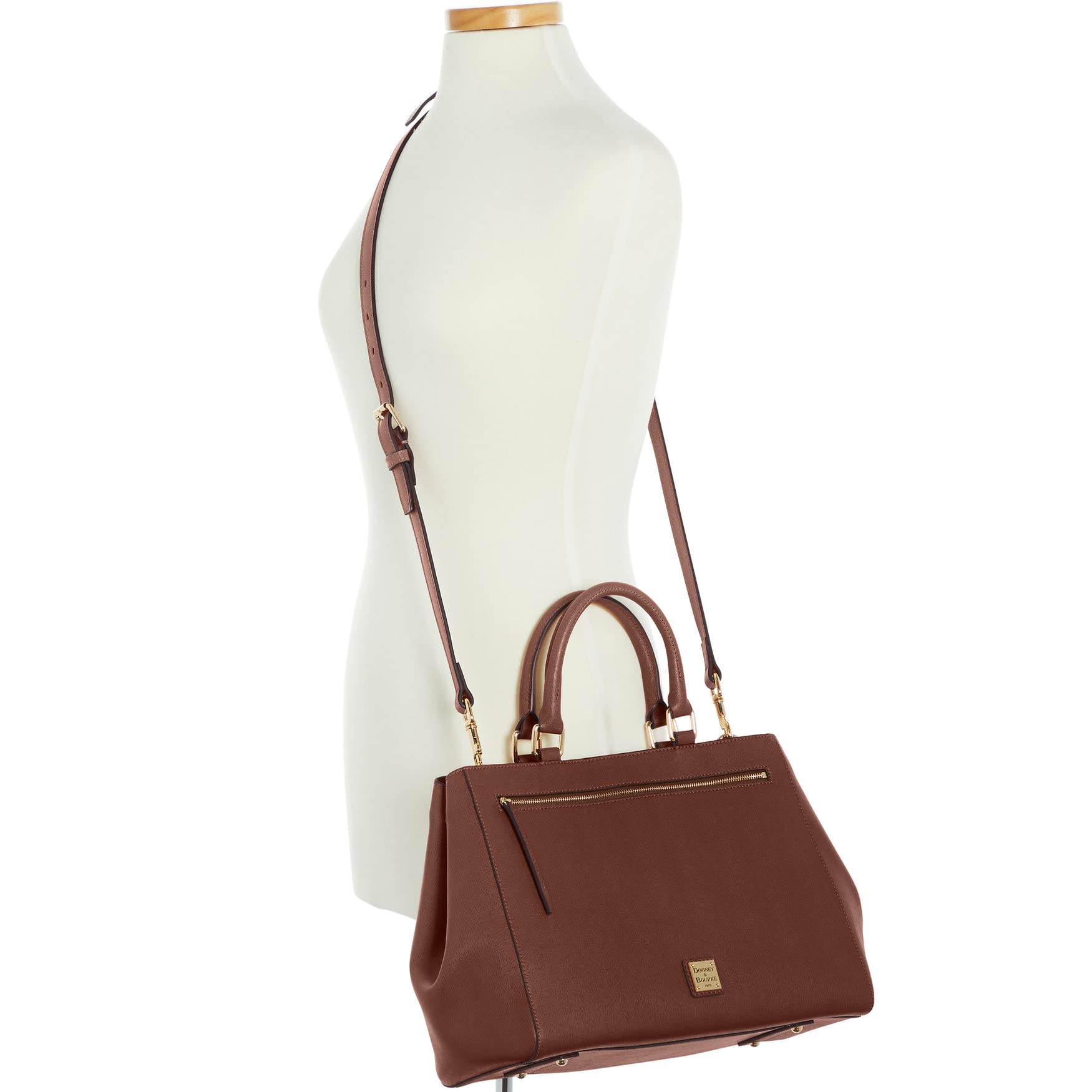 Dooney & Bourke Satchel Bags for Women, Saffiano Leather Satchel Handbag with Top Handles & Crossbody Strap