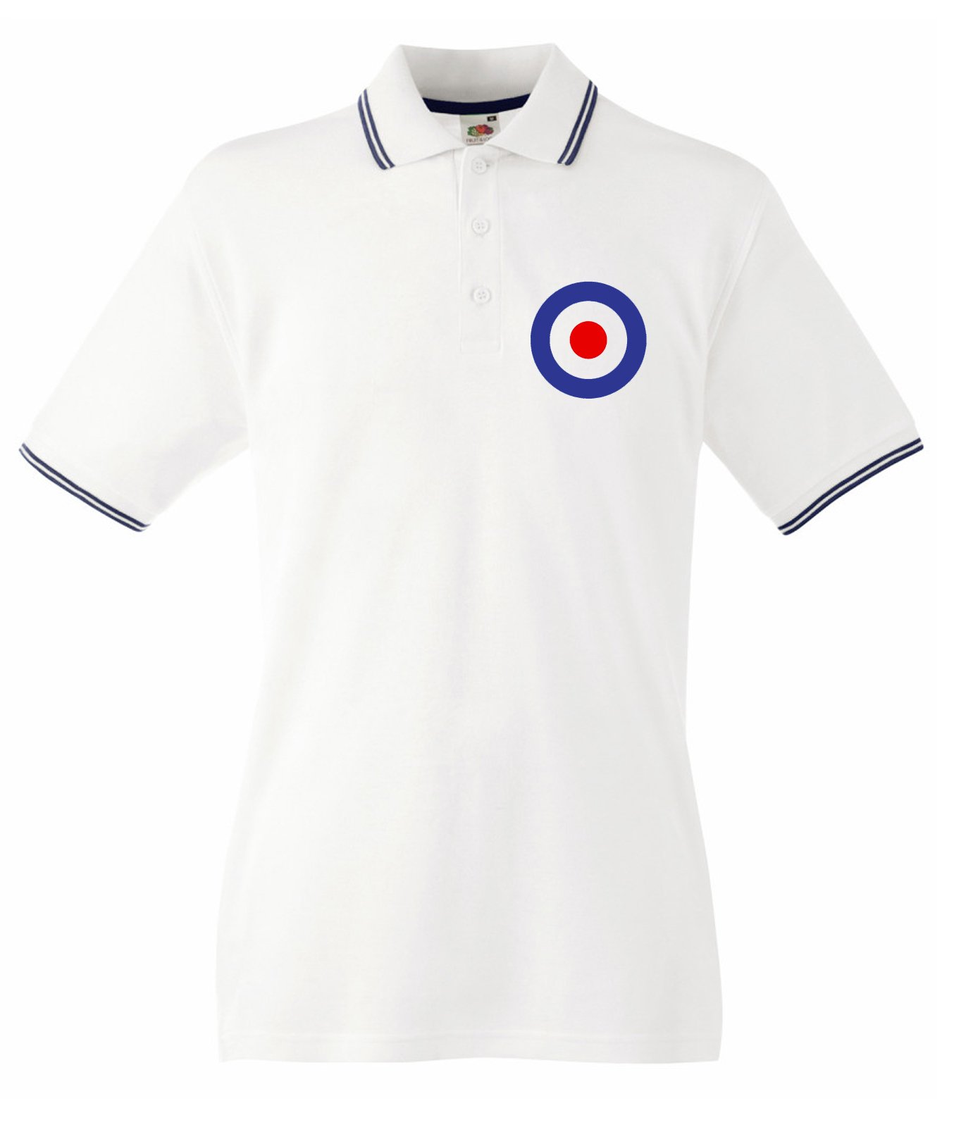 Tribal T-Shirts Men's White Mod Target Tipped Polo T-Shirt (Medium, )