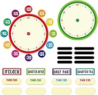Vista 1 de D24TIME Juego de 34 tablones de anuncios de Telling Time, reloj decorativo para niños que aprenden a decir la hora, decir la hora, práctica
