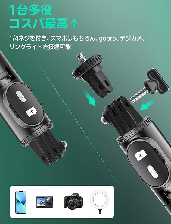 Selfie Stick, Industry First Selling Mini, Stable Model, Smartphone Stand, Tripod, Smartphone & Digital Camera Compatible, Compatible with iPhone & Android, Compact, Selfie Stick with Remote Control