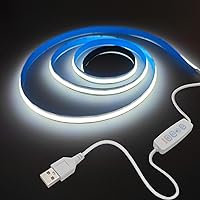 Vista 1 de COB LED Strip Lights White 6.56ft, 5V Dimmable LED Light Strip, Flexible USB LED Lights for TV, TV Backlighting, Bedroom, Kitchen, Home DIY Lighting