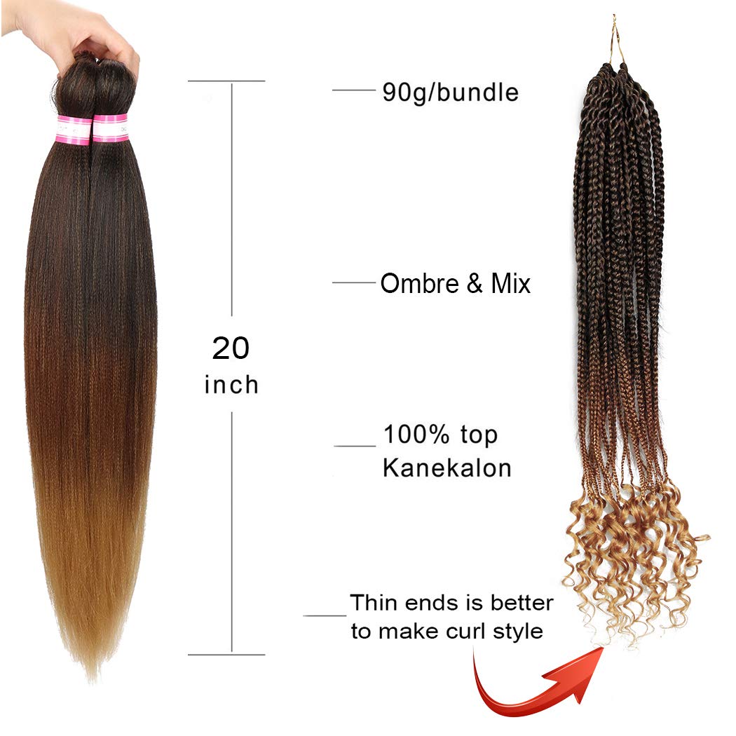 Buy 3 Tone Pre Stretched Braiding Hair Synthetic Braids Professional Hair Extensions For Braiding 20 Inch Yaki Texture Straight Ombre Brown Blond Color Mixed Crochet Twist Hair 8pcs Lot 1b 30 27 Online In Indonesia B082nl11hl