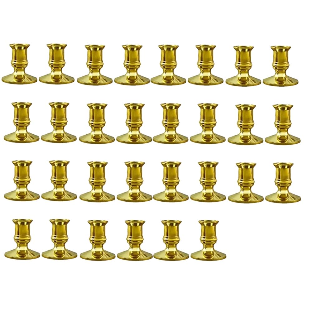CTRLZS 30PCS Gold Pillar Candle Base Taper Candle Holder Candlestick Christmas Decor