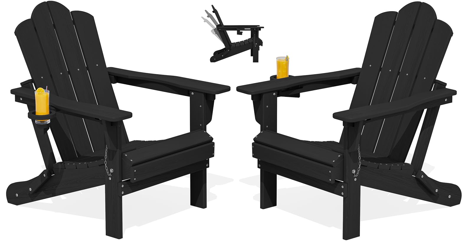 KINGYES Adjustable Adirondack Chairs Set of 2, Folding Outdoor Chair