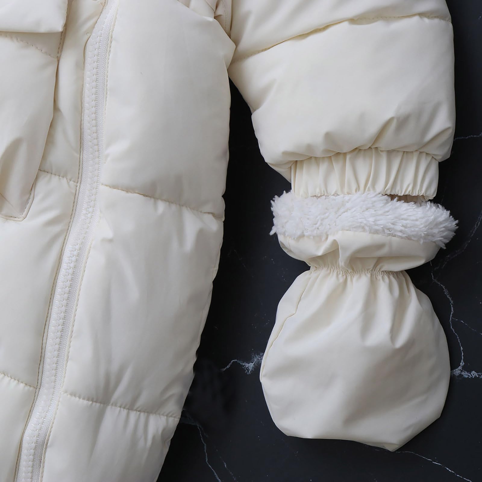 Combi Pilote Bebe Garcon Enfant Hiver De Neige Manches Longues Veste Jumpsuit Col De Fourrure avec Gants Coupe-Vent Nouveau-Né 0-12 Mois Manteau Ensemble