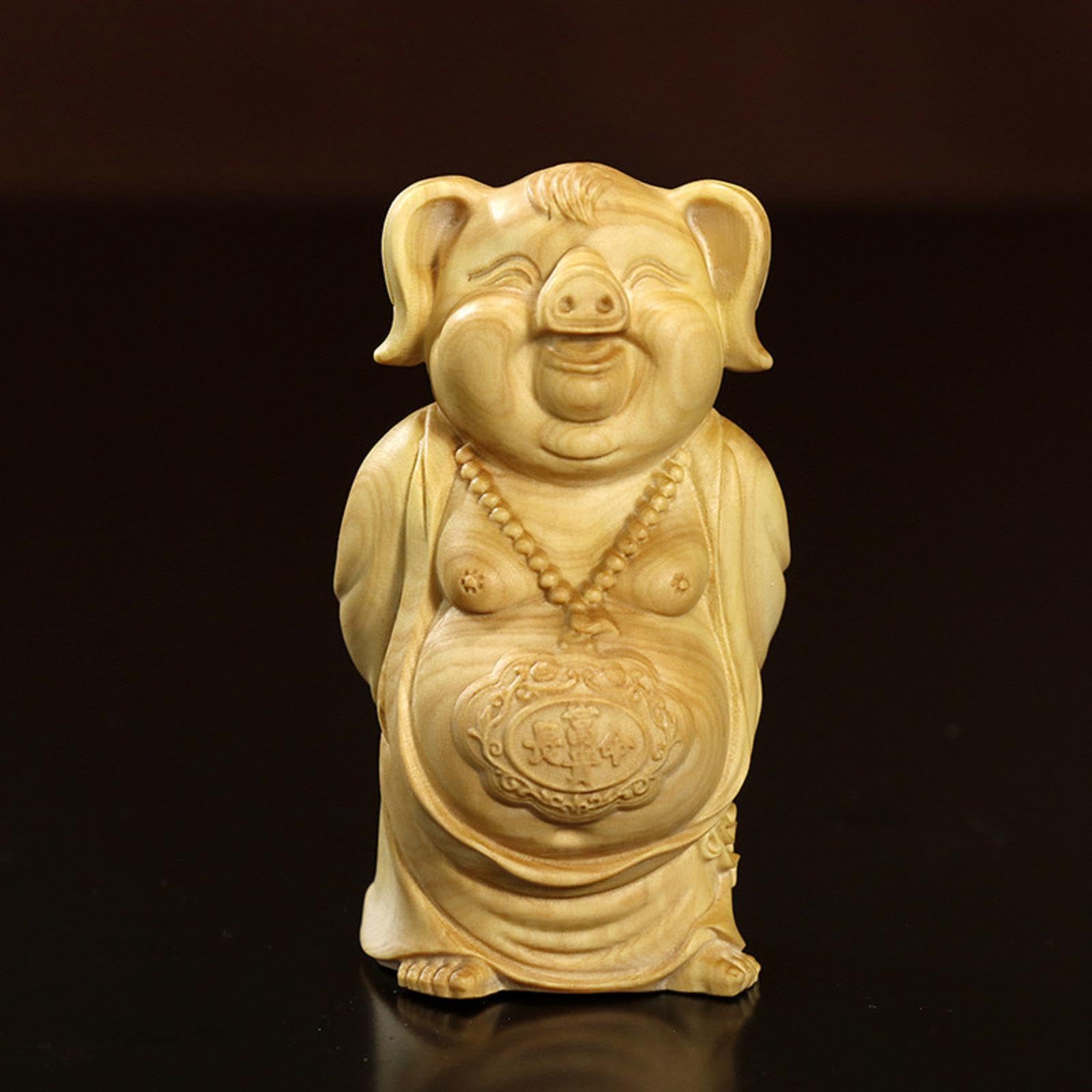 Amazon.co.jp: 豚の飾り、小さな木彫りの装飾、ツゲの木