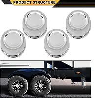 Vista 7 de 4 piezas de tapas centrales de rueda cromadas, se ajustan a llantas de remolque de 3 1/4", 3.25" con orificio central, ligeras marcas de arañazos