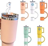 Vista 1 de AIERSA 5 tapas de popote para copa Stanley, cubierta de popote de silicona compatible con vaso Stanley de 30 y 40 onzas con asa, mini tapas de punta