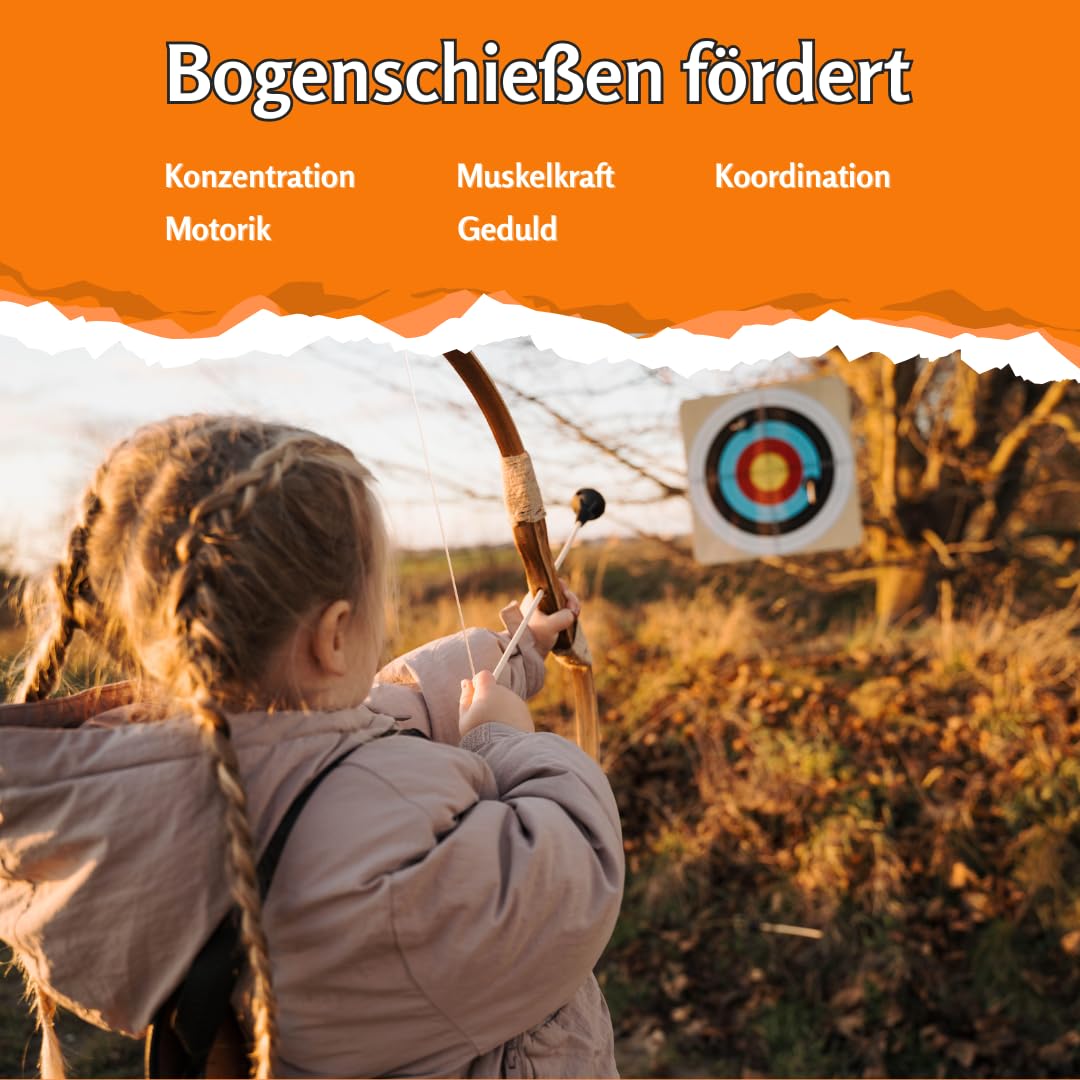 FLITZEBOGEN Kinder Zielscheibe aus Holz 44 cm – für Saugnapfpfeile, 5 Farbzonen & 10 Wertungsringe, glanzlackiert, mit Aufhängung, nachhaltig & robust
